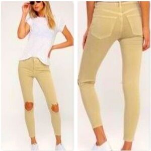 Free people busted Khaki skinny jeans knee holes